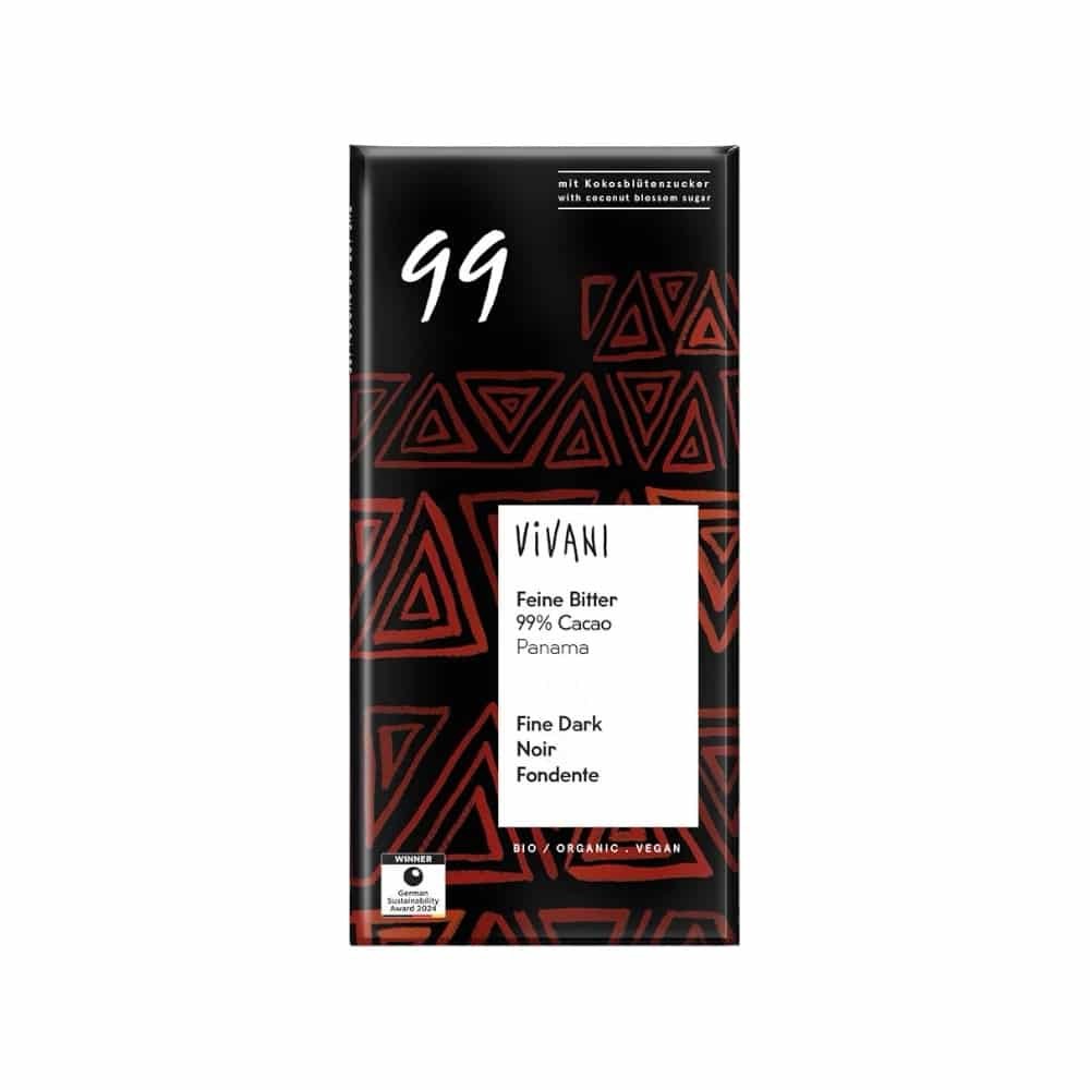 Dark Chocolate 99% Organic Vegan 80g - Vivani