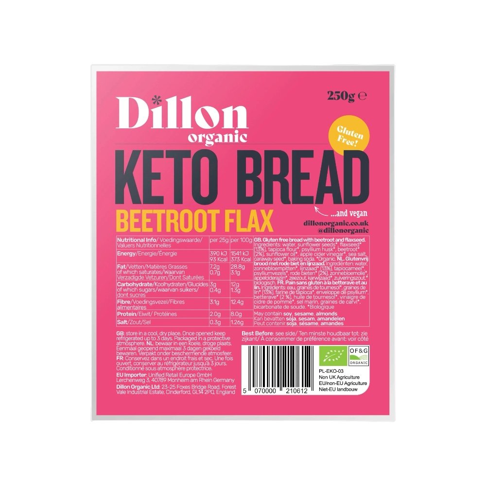 Organic Keto Bread Beetroot Flax 250g - Dillon Organic