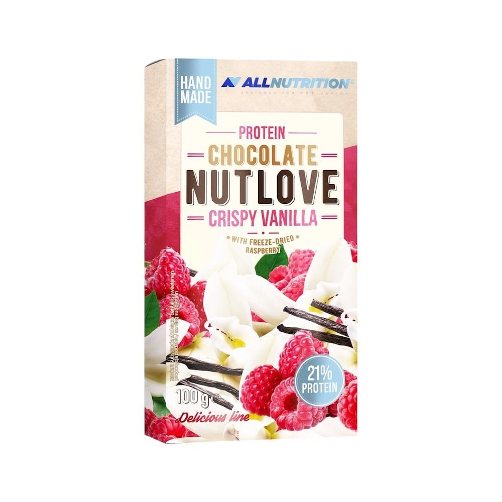 NutLove Protein Chocolate 100g - Crispy Vanilla With Raspberry