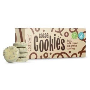 OstroVit Sugar-Free Cocoa Cookies 128g - Milk Cream in a White Coating