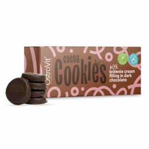 OstroVit Sugar-Free Cocoa Cookies 128g - Brownie Cream in Dark Chocolate