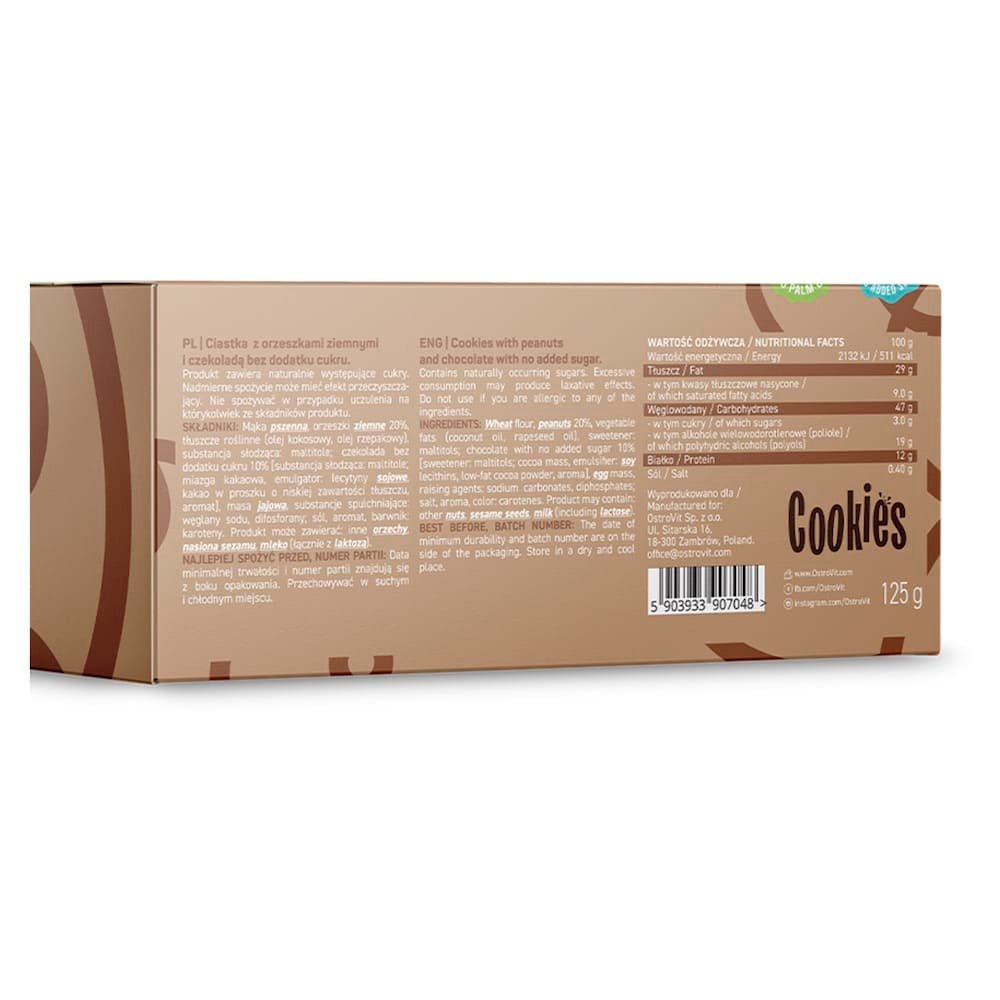 OstroVit Sugar-Free Cookies 125g - Peanuts Chocolate