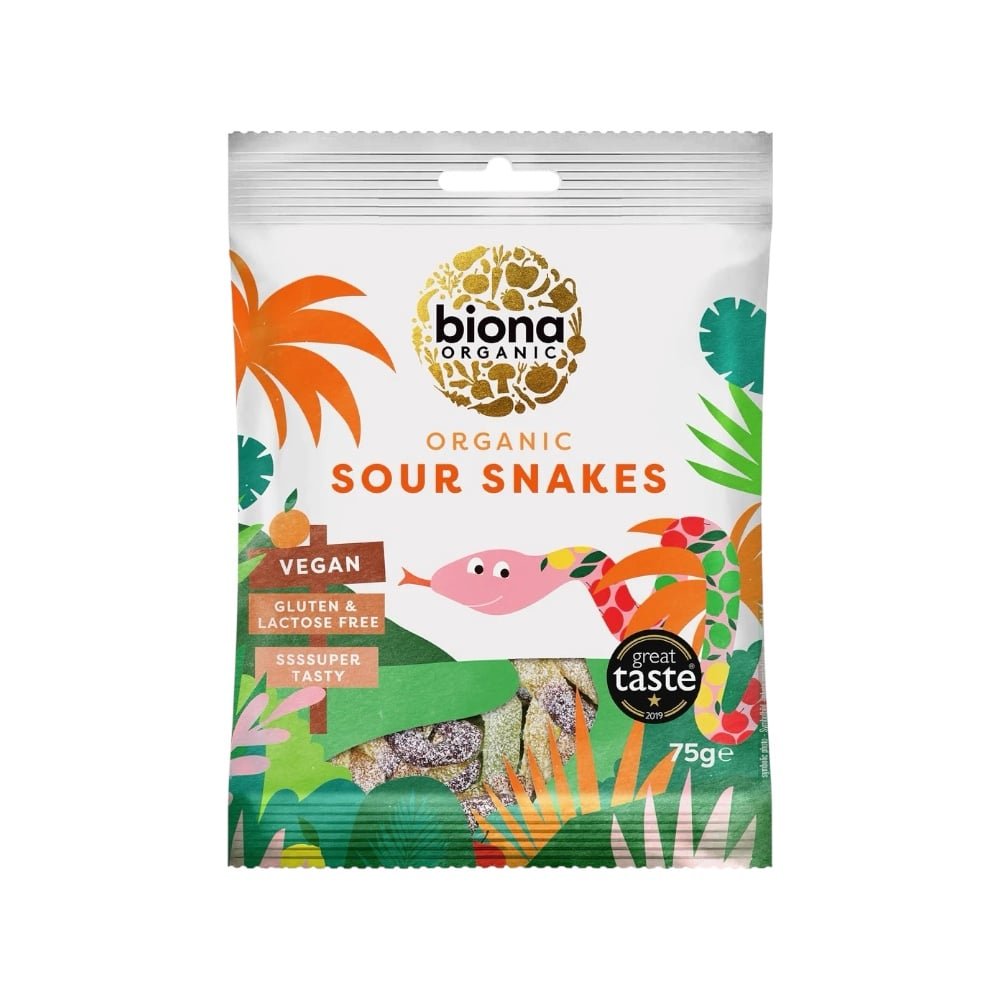 Organic Sour Snakes 75g - Biona Organic